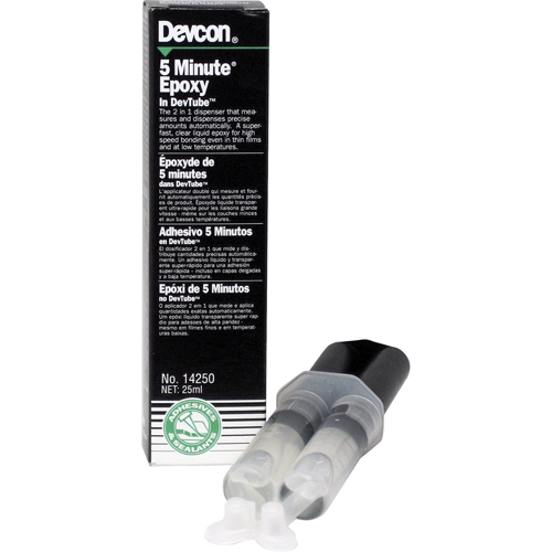 Adh&eacute;sif 5 minutes, 25 ml, Cartouche double, Deux composants, Transparent Les Fournitures Industrielles Méga