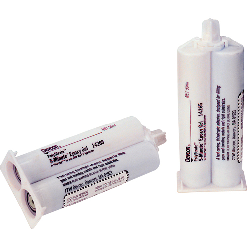 Adh&eacute;sif 5 minutes, 50 ml, Cartouche double, Deux composants, Transparent Les Fournitures Industrielles Méga