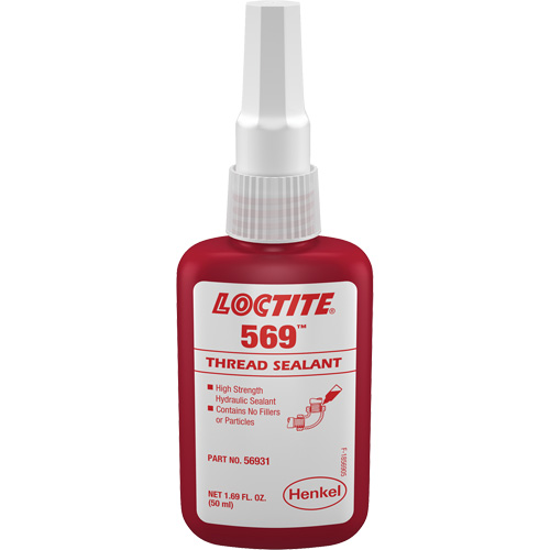 569 Hydraulic Thread Sealant, Bottle, 50 ml, -54° C - 149° C/-65° F - 300° F Les Fournitures Industrielles Méga