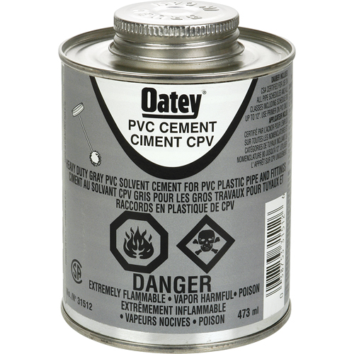 Ciment de PVC d'usage intense, 473 ml, Canette &agrave; dessus brosse, Gris Les Fournitures Industrielles Méga