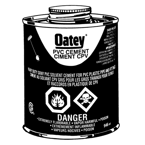 Ciment de PVC d'usage intense, 946 ml, Canette &agrave; dessus brosse, Gris Les Fournitures Industrielles Méga
