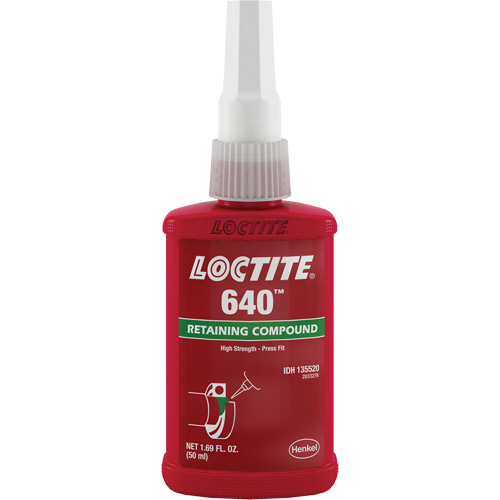 Compos&eacute; de retenue 640 r&eacute;sistance moyenne/haute temp&eacute;rature, 50 ml, Bouteille, Vert Les Fournitures Industrielles Méga
