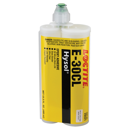 E-30CL Glass Bonder Structural Adhesive, 200 ml, Dual Cartridge, Two-Part, Ultra Clear Les Fournitures Industrielles Méga
