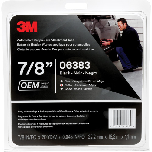 3M Automotive Acrylic Tape, 18 M (60') L x 22 mm (7/8") W, 45 mils, Acrylic Les Fournitures Industrielles Méga