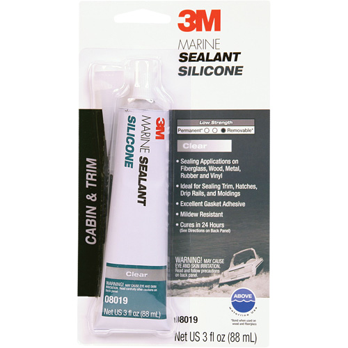Produit d'&eacute;tanch&eacute;it&eacute; &agrave; base de silicone de calibre marin, 3 oz., Tube, Transparent Les Fournitures Industrielles Méga