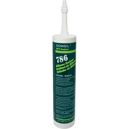 Agent d'&eacute;tanch&eacute;it&eacute; &agrave; base de silicone Dowsil 786, 300 ml, Cartouche, Blanc Les Fournitures Industrielles Méga