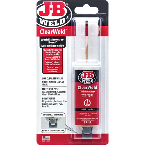 ClearWeld Adhesive, 25 ml, Syringe, Two-Part, Clear Les Fournitures Industrielles Méga