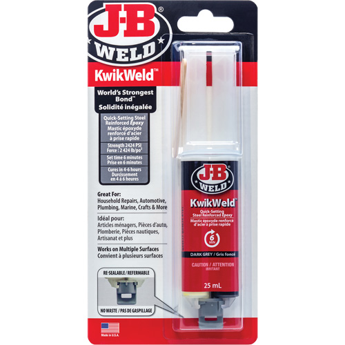 KwikWeld Adhesive, 25 ml, Syringe, Two-Part, Grey Les Fournitures Industrielles Méga