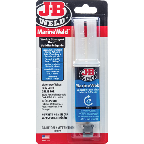 Adh&eacute;sif MarineWeld, 25 ml, Seringue, Deux composants, Blanc Les Fournitures Industrielles Méga
