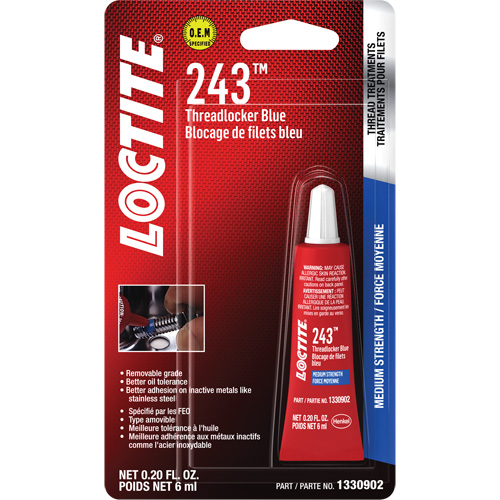 Compos&eacute; de blocage 243, Bleu, Moyen, 6 ml, Tube Les Fournitures Industrielles Méga