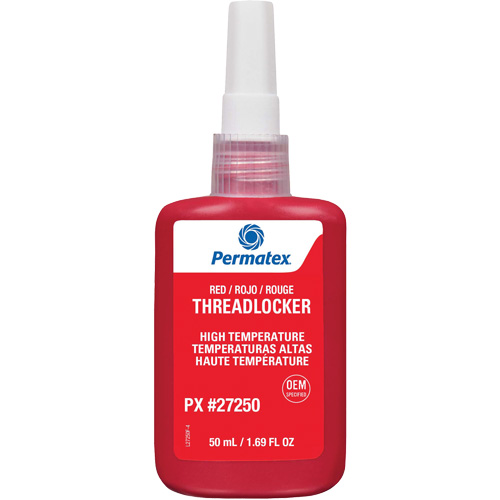Adh&eacute;sif frein-filet pour temp&eacute;ratures &eacute;lev&eacute;es, Rouge, &eacute;lev&eacute;, 50 ml, Bouteille Les Fournitures Industrielles Méga