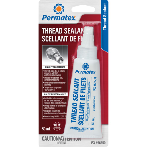 Scellant pour filetage haute performances, Tube, 50 ml, -54° C - 149° C/-65° F - 300° F Les Fournitures Industrielles Méga