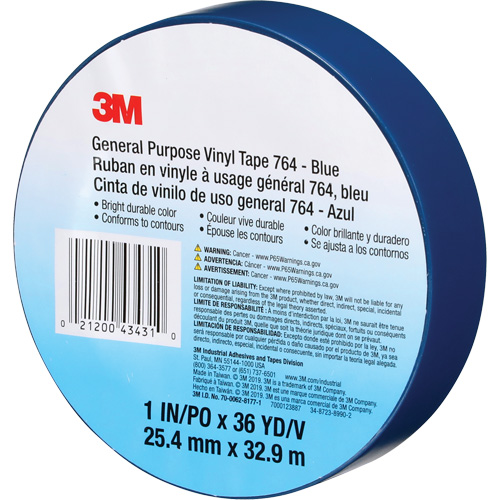 764 General-Purpose Vinyl Tape, 25.4 mm (1") W x 32.9 m (108') L, 5 mils, Blue Les Fournitures Industrielles Méga