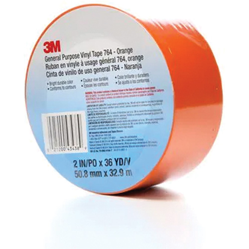 Ruban en vinyle pour travaux g&eacute;n&eacute;raux 764, 50,8 mm (2") la x 32,9 m (108') lo, 5 mils, Orange Les Fournitures Industrielles Méga