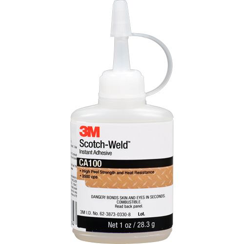 Adh&eacute;sif instantan&eacute; CA100 Scotch-Weld, Blanc cass&eacute;, Bouteille, 1 oz Les Fournitures Industrielles Méga