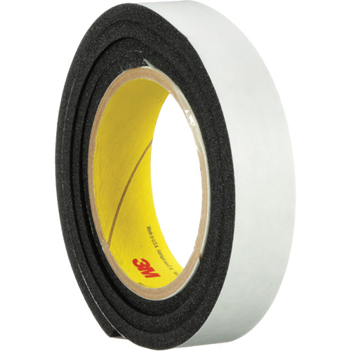 Ruban en mousse de vinyle 4714, 25,4 mm (1") la x 16,5 m (54') lo, 250 mils, Noir Les Fournitures Industrielles Méga