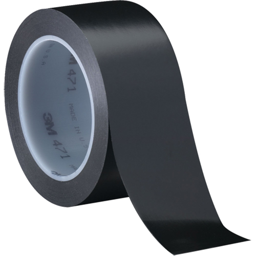 Ruban en vinyle 471, 12 mm (1/2") la x 32,9 m (108') lo, 5,3 mils, Noir Les Fournitures Industrielles Méga