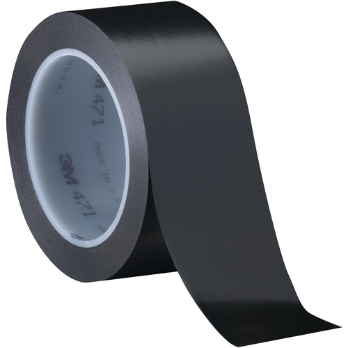 Ruban en vinyle 471, 76 mm (3") la x 32,9 m (108') lo, 5,2 mils, Noir Les Fournitures Industrielles Méga