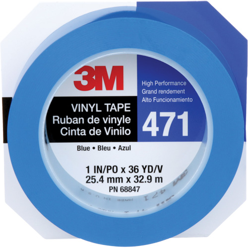 Ruban en vinyle 471, 25,4 mm (1") la x 32,9 m (108') lo, 5,3 mils, Bleu Les Fournitures Industrielles Méga