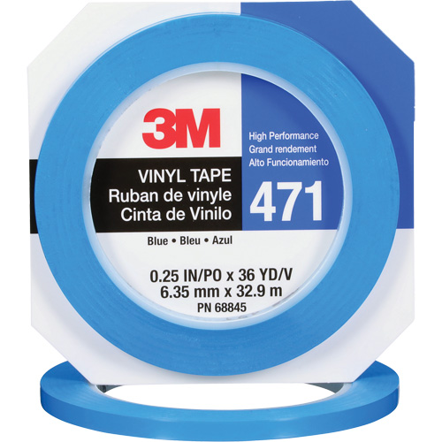 Ruban en vinyle 471, 6 mm (1/4") la x 32,9 m (108') lo, 5,3 mils, Bleu Les Fournitures Industrielles Méga