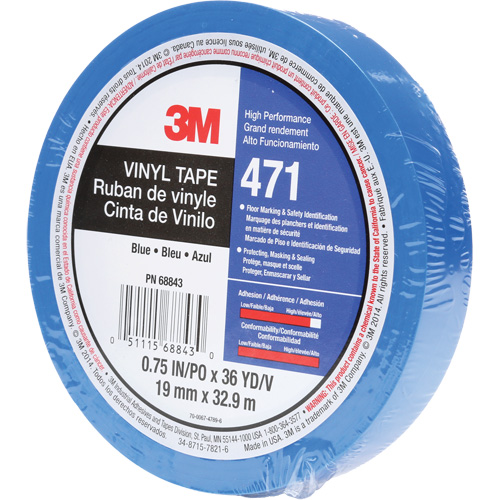 471 Vinyl Tape, 19 mm (3/4") W x 32.9 m (108') L, 5.3 mils, Blue Les Fournitures Industrielles Méga