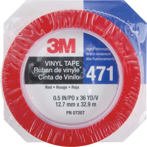 Ruban en vinyle 471, 12 mm (1/2") la x 32,9 m (108') lo, 5,3 mils, Rouge Les Fournitures Industrielles Méga