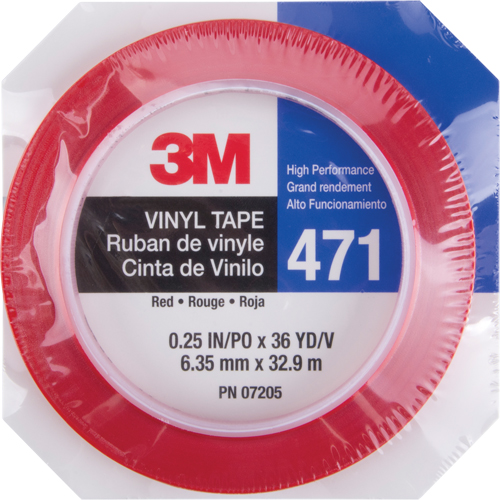 471 Vinyl Tape, 6 mm (1/4") W x 32.9 m (108') L, 5.3 mils, Red Les Fournitures Industrielles Méga