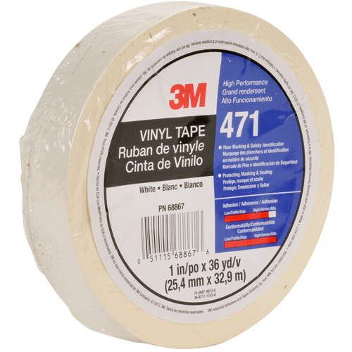 471 Vinyl Tape, 12 mm (1/2") W x 32.9 m (108') L, 5.3 mils, White Les Fournitures Industrielles Méga