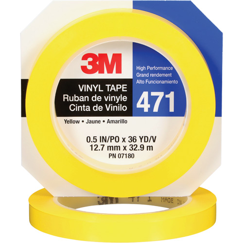Ruban en vinyle 471, 12 mm (1/2") la x 32,9 m (108') lo, 5,2 mils, Jaune Les Fournitures Industrielles Méga