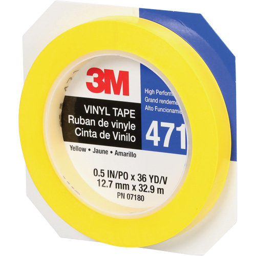 Ruban en vinyle 471, 12 mm (1/2") la x 32,9 m (108') lo, 5,2 mils, Jaune Les Fournitures Industrielles Méga
