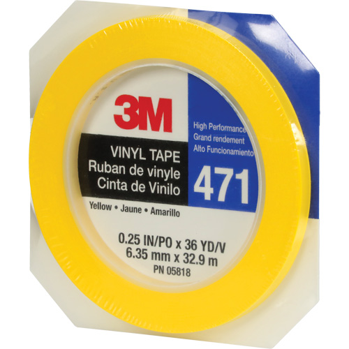 Ruban en vinyle 471, 6 mm (1/4") la x 32,9 m (108') lo, 5,2 mils, Jaune Les Fournitures Industrielles Méga