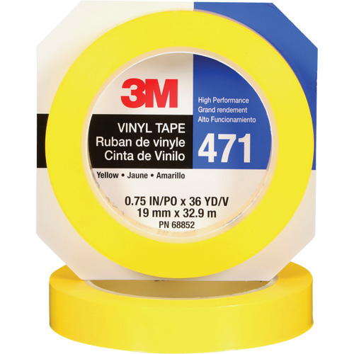 471 Vinyl Tape, 19 mm (3/4") W x 32.9 m (108') L, 5.3 mils, Yellow Les Fournitures Industrielles Méga