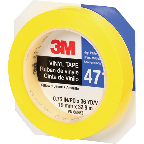 471 Vinyl Tape, 19 mm (3/4") W x 32.9 m (108') L, 5.3 mils, Yellow Les Fournitures Industrielles Méga