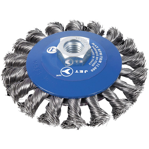Knot Twisted Conical Bevel Brush, 5" Dia., 0.02" Fill, 5/8"-11NC Arbor Les Fournitures Industrielles Méga