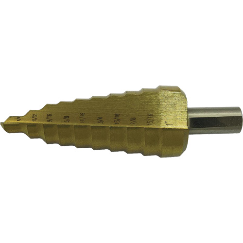 Jet-Kut&reg; 9-Step Super Premium M35 Step Drill, 1/4" - 3/4" , 1/16" Increments, High Speed Steel Les Fournitures Industrielles Méga