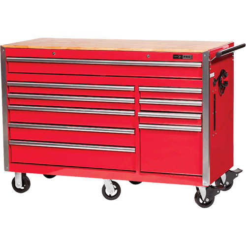 PRC5610 Armoire &agrave; rouleaux s&eacute;rie Pro, 10 tiroirs, 55-9/10" la x 24-1/10" p x 39-7/10" h, Rouge Les Fournitures Industrielles Méga