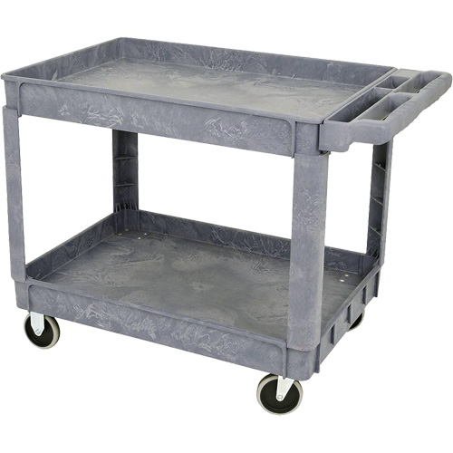 JPTC-3624 Chariot d'atelier robuste en polypropyl&egrave;ne, 2 niveaux, 46" la x 25-1/2" p x 33-1/4" h, 500 lb Cap Les Fournitures Industrielles Méga