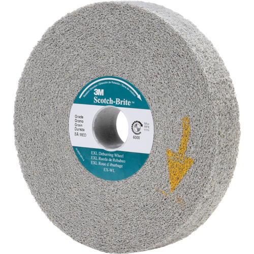 Meules d'&eacute;barbage EXL Scotch-Brite, 6" x 1", Arbre de 1", Oxyde d'aluminium Les Fournitures Industrielles Méga