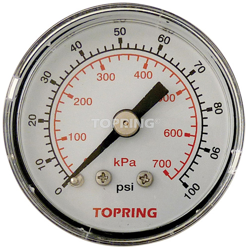 Pressure Gauge, 1-1/2" , 0 - 100 psi, Back Mount, Analogue Les Fournitures Industrielles Méga