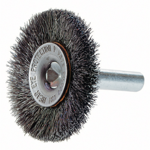 Brosses rotatives &agrave; fils cr&ecirc;p&eacute;s a/arbre 1/4", 3" dia., Fils 0,014", Arbre 1/4" Les Fournitures Industrielles Méga