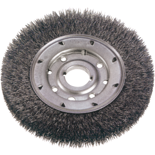 Brosses rotatives &agrave; fils cr&ecirc;p&eacute;s - Face &eacute;troite, 8" dia., Fils 0,014", Arbre 1-1/4" Les Fournitures Industrielles Méga