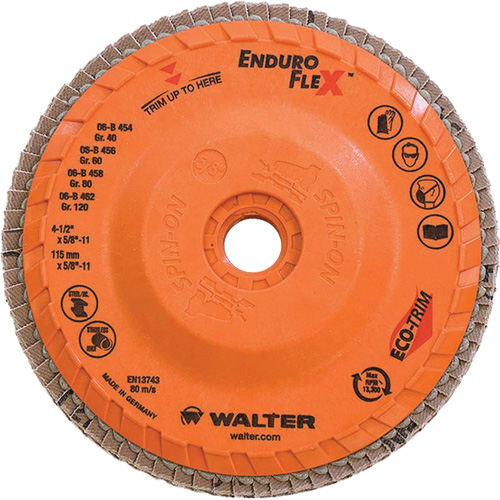 Enduro-Flex Flap Disc, 4-1/2" x 5/8"-11, Type 27, 80 Grit, Zirconia Alumina Les Fournitures Industrielles Méga