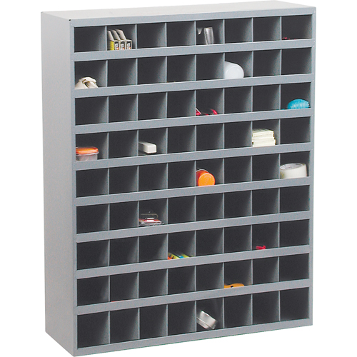 Steel Storage Bin Cabinet, 33-3/4" W x 12" D x 42" H, Grey Les Fournitures Industrielles Méga