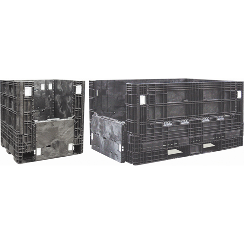 Conteneurs repliables en poly&eacute;thyl&egrave;ne, 48" lo x 40" la x 34" h, Noir Les Fournitures Industrielles Méga