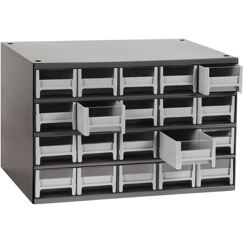 Modular Parts Cabinets, Steel, 20 Drawers, 17" x 10-9/16" x 2-1/16", Grey Les Fournitures Industrielles Méga