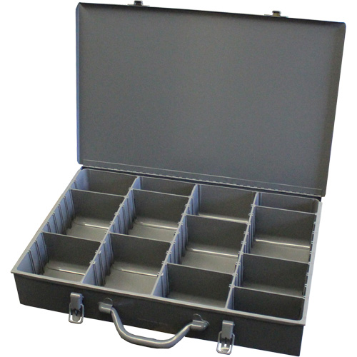 Boîtes &agrave; compartiments ajustables, Acier, Variable compartiments, 13-3/8" la x 9-1/4" p, 2" h, Gris Les Fournitures Industrielles Méga