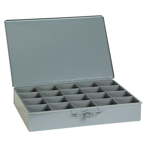 Boîtes &agrave; fond courb&eacute;, Acier, 20 compartiments, 18" la x 12" p, 3" h, Gris Les Fournitures Industrielles Méga