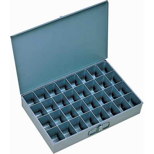 Boîtes &agrave; fond courb&eacute;, Acier, 32 compartiments, 18" la x 12" p, 3" h, Gris Les Fournitures Industrielles Méga