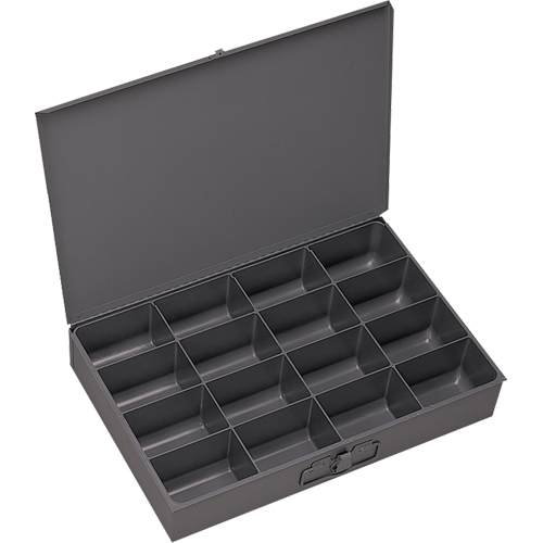 Boîtes &agrave; fond courb&eacute;, Acier, 16 compartiments, 13-3/8" la x 9-1/4" p, 2" h, Gris Les Fournitures Industrielles Méga