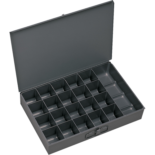 Boîtes &agrave; fond courb&eacute;, Acier, 21 compartiments, 13-3/8" la x 9-1/4" p, 2" h, Gris Les Fournitures Industrielles Méga